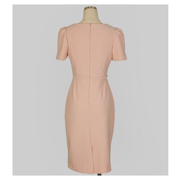 Ode Puff Sleeve Belted Midi Dress in Copper Rust Red - Picture 6 of 9